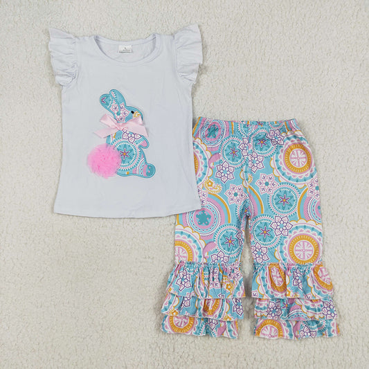 Easter white bunny capris sets