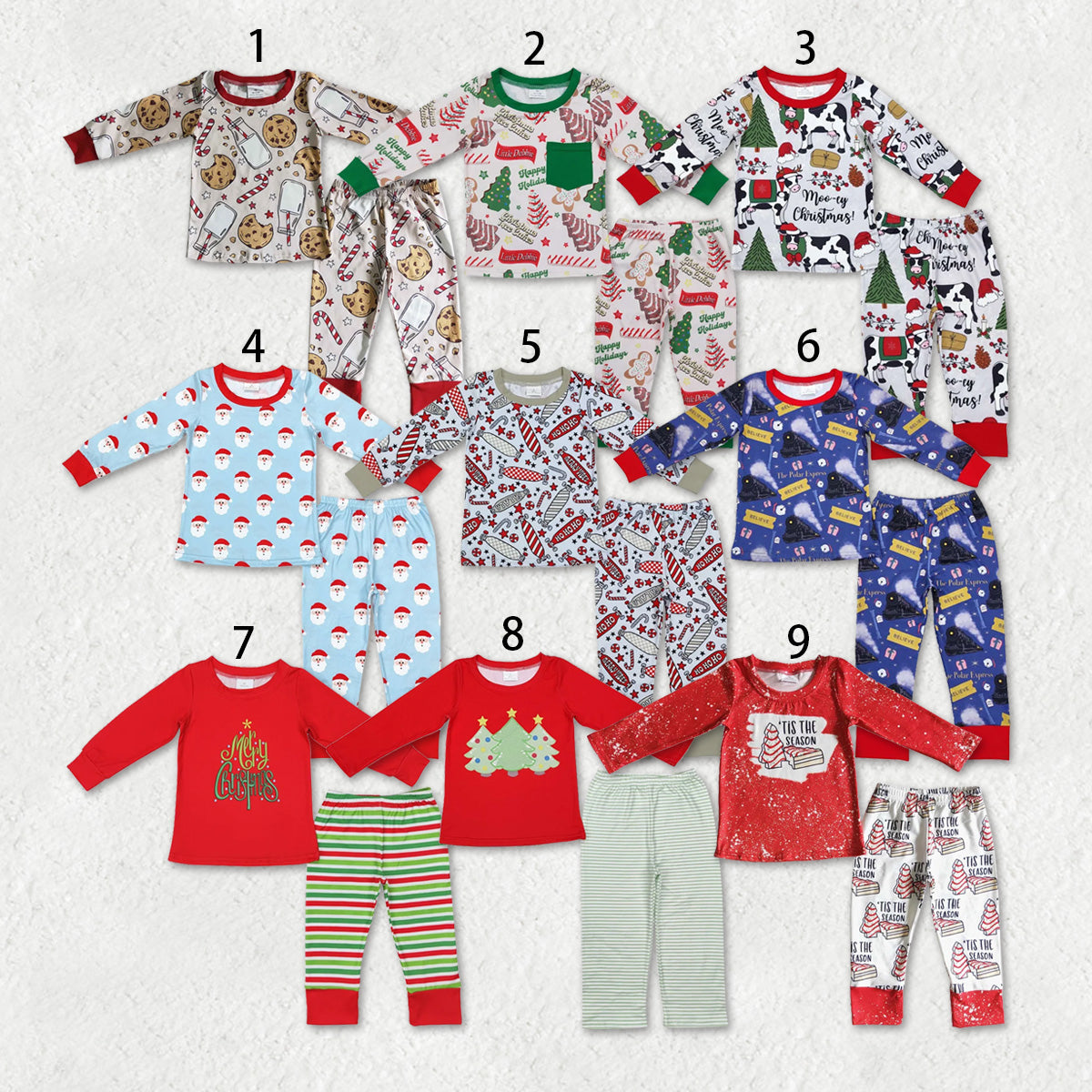 Sibling Baby Boys Christmas Long Sleeves Santa Trees Top Pant Pajamas Sets