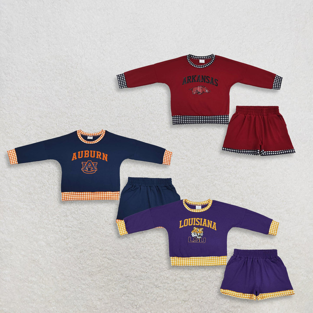 Sibling Baby Girls Vinyl Team Long Sleeves Top Pockets Short Clothes Sets