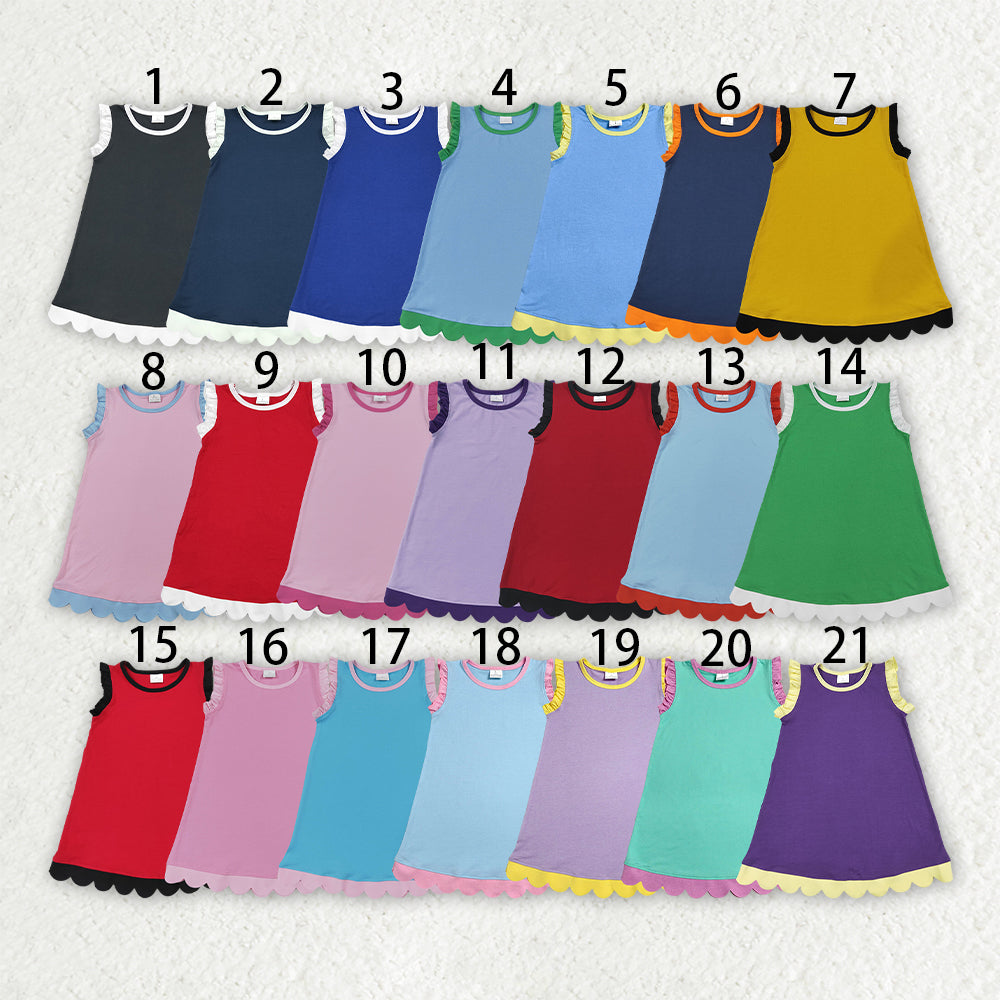 Sibling Baby Girls Sleeveless Scallop Knee Length Dresses