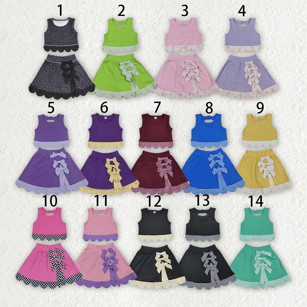 Sibling Baby Girls Sleeveless Vests Skirt Short Yoga Active Scallop Clothes Sets