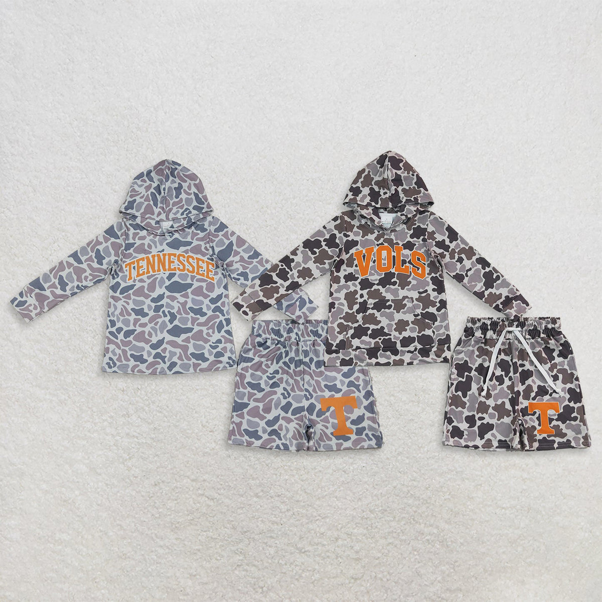 Sibling Baby Boys Camo Tennessee Vols Hoodie Pockets Short Team Clothes Sets