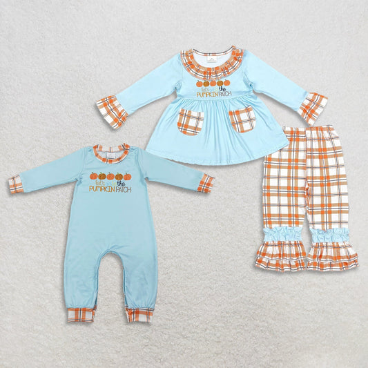 Sibling Baby Boys Girls Let's go to The Pumpkins Patch Fall Clothes Set Rompers