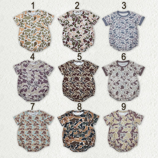 Sibling Baby Boys Short Sleeves Southern Camo Rompers
