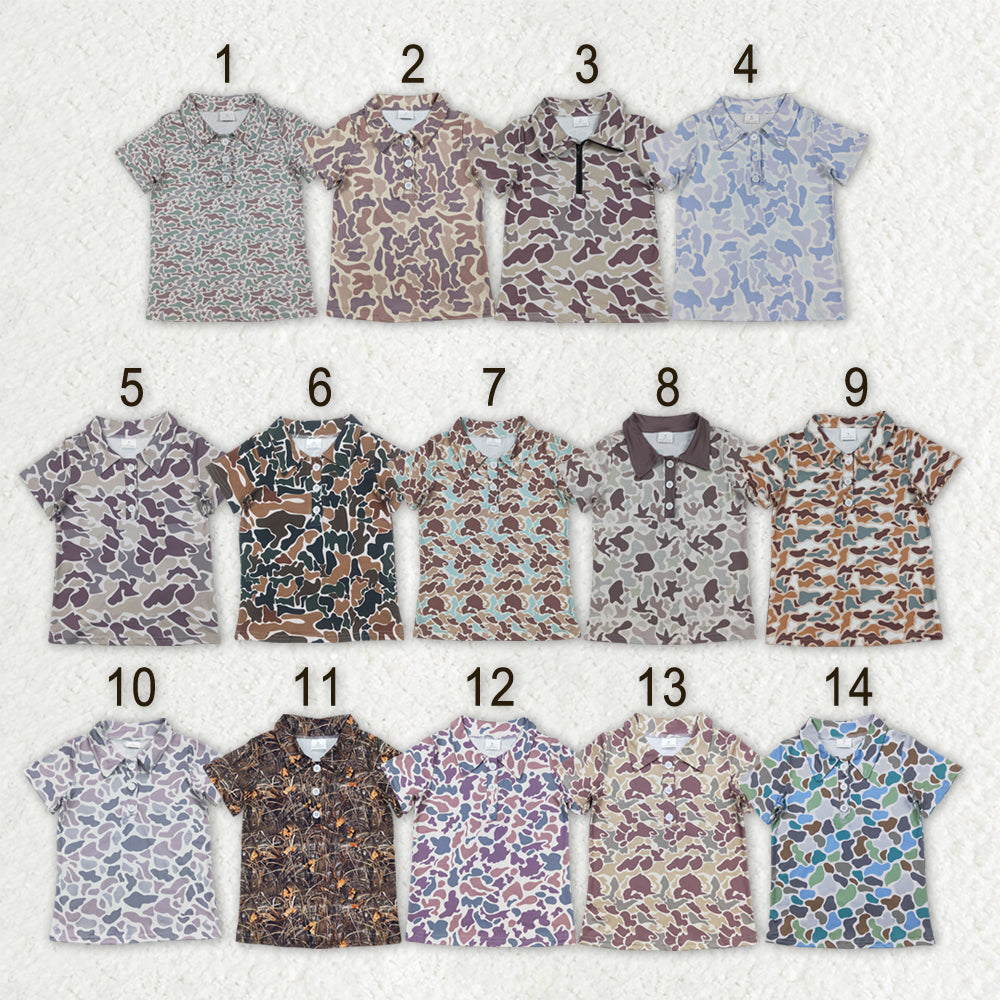 Sibling Baby Boys Short Sleeve Southern Camo Button Polo Shirts Top