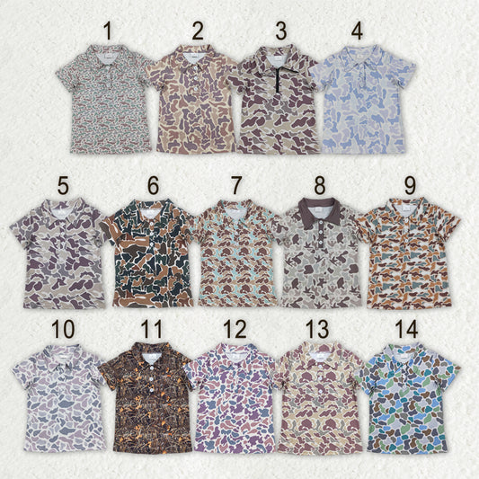 Sibling Baby Boys Short Sleeve Southern Camo Button Polo Shirts Top