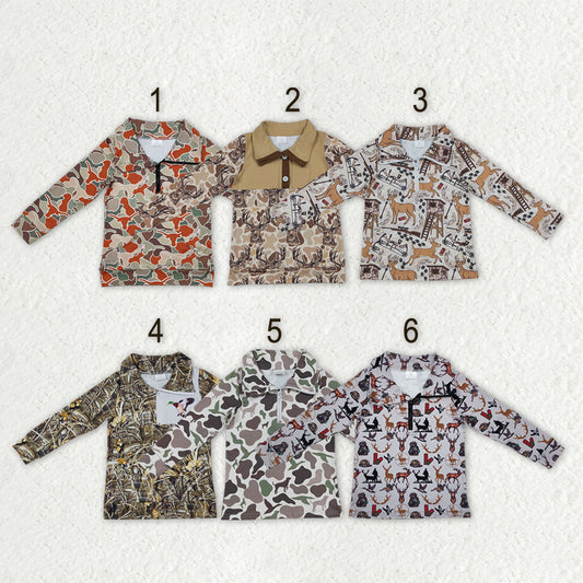 Sibling Baby Boys Long Sleeve Camo Ducks Cows Hunting Zip Pullovers Top