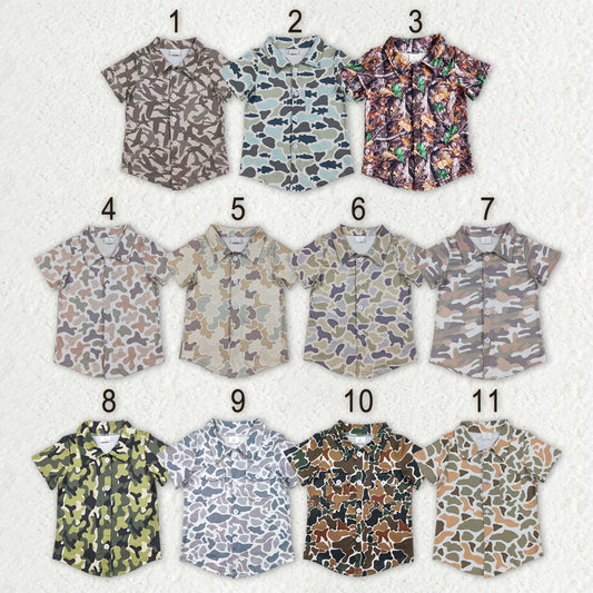 Sibling Baby Boys Southern Camo Short Sleeves Button Pockets Shirts Tops