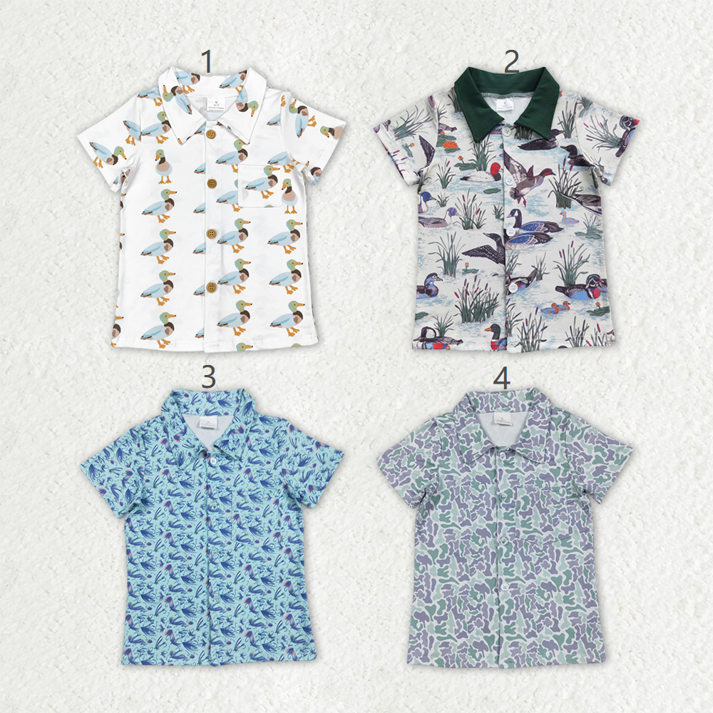 Sibling Baby Boys Short Sleeve Southern Hunting Camo Button Polo Shirts Top