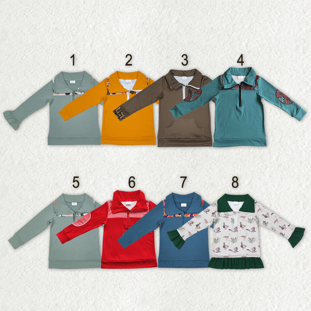 Sibling Baby Boys Long Sleeves Western Camo Aztec Half Zipper Pullovers Top