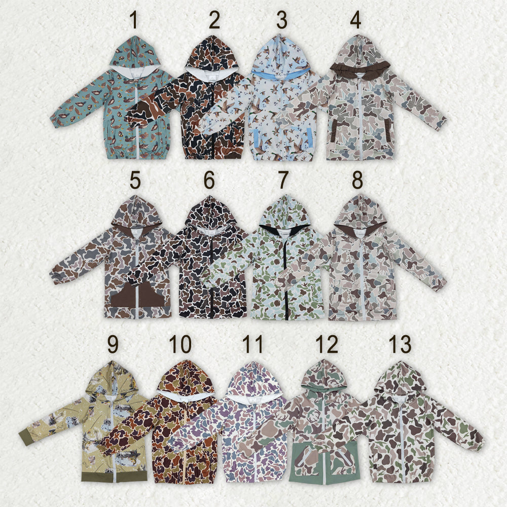 Sibling Baby Boys Girls Long Sleeves Southern Hunting Camo Zip Pockets Hoodie Jackets Top