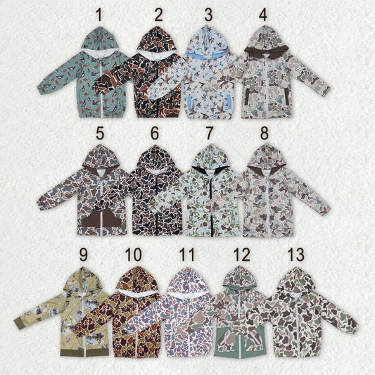 Sibling Baby Boys Girls Long Sleeves Southern Hunting Camo Zip Pockets Hoodie Jackets Top