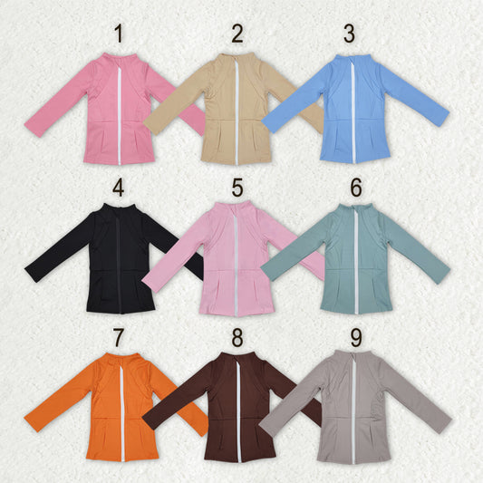 Sibling Baby Girls Long Sleeve Yoga Active Zipper Pockets Jackets Top