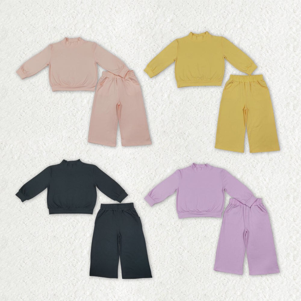 Sibling Baby Girls Long Sleeves Shirts Top Pockets Flare Pant Clothes Sets