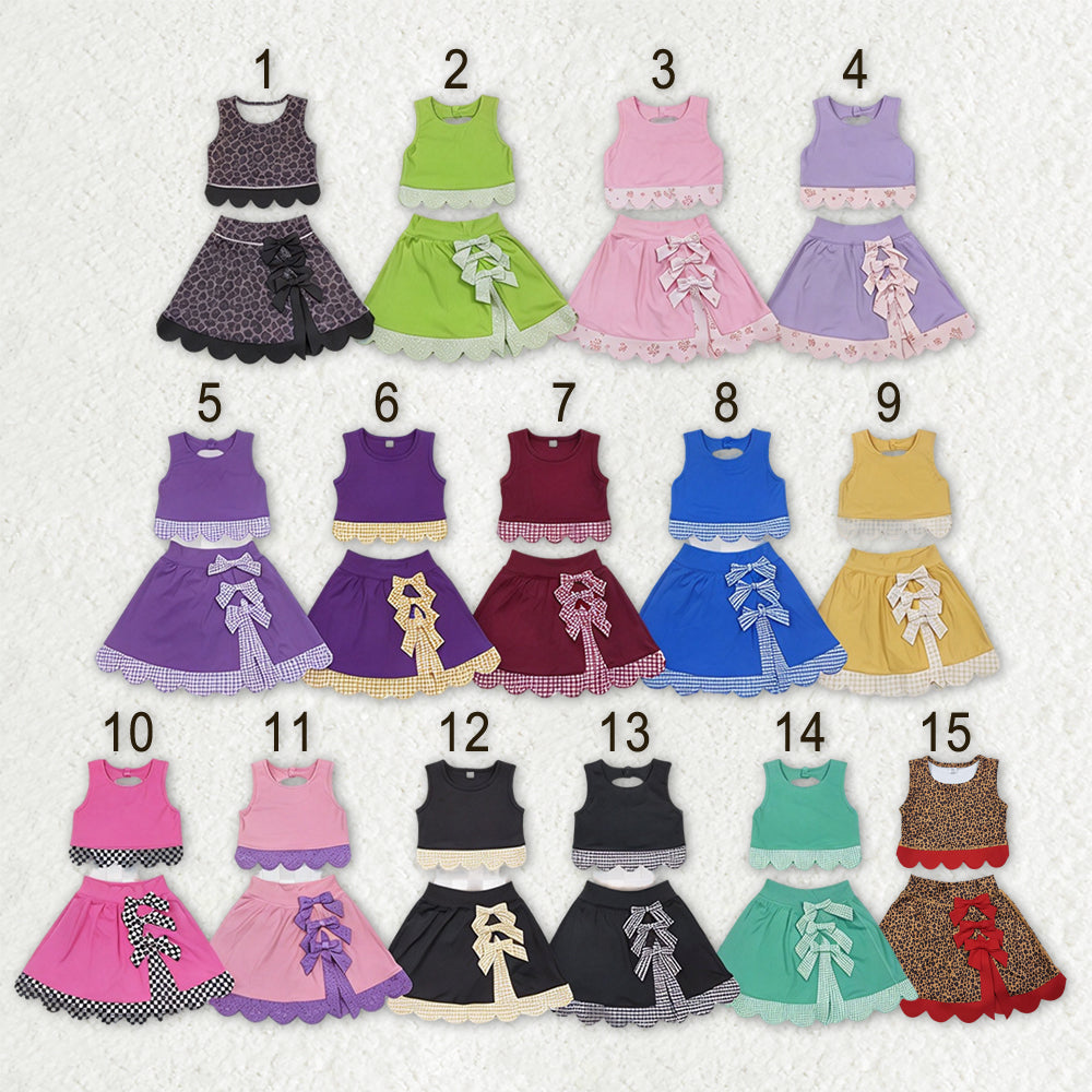 Sibling Baby Girls Sleeveless Vests Skirt Short Yoga Active Scallop Clothes Sets