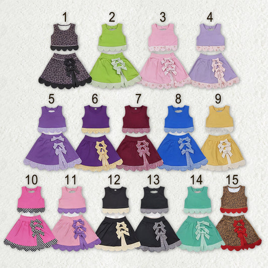 Sibling Baby Girls Sleeveless Vests Skirt Short Yoga Active Scallop Clothes Sets