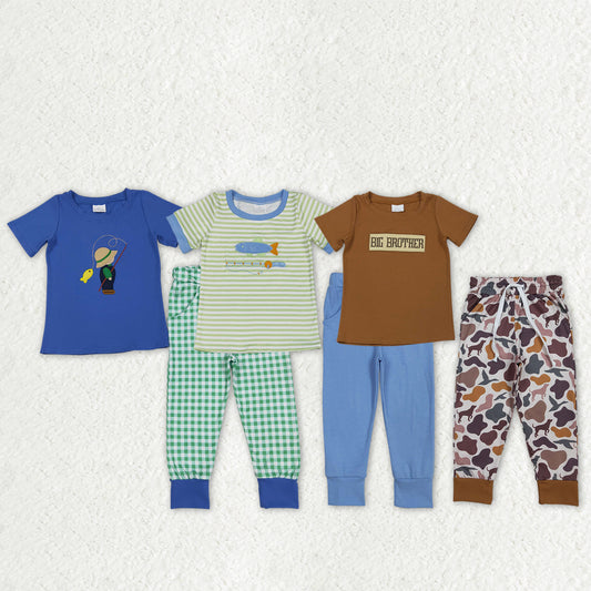 Sibling Embroidery Bog Brother Fishing Camo Ducks Deer Joggers Hunting Clothes Sets