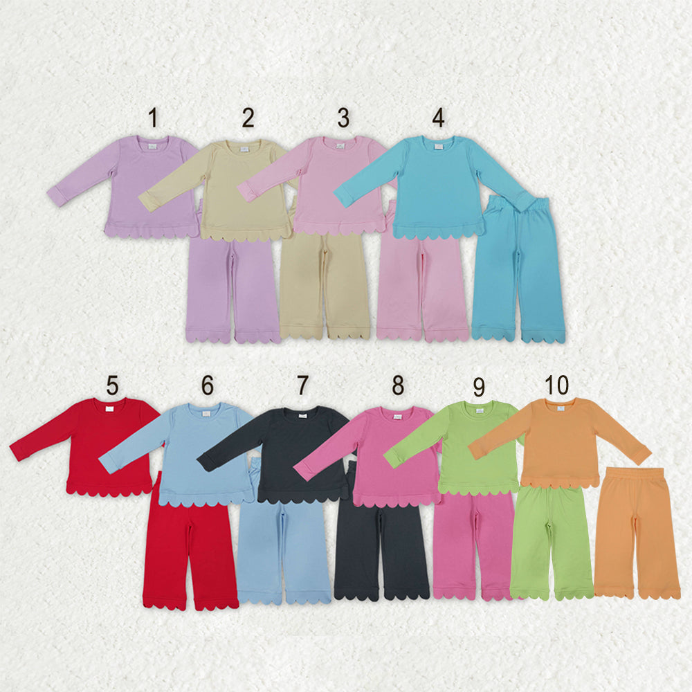 Sibling Baby Girls Long Sleeve Shirts Top Pants Scallop Clothes Sets