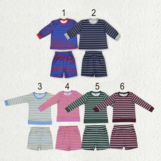 Sibling Baby Girls Long Sleeves Stripe Top Short Yoga Active Clothes Sets