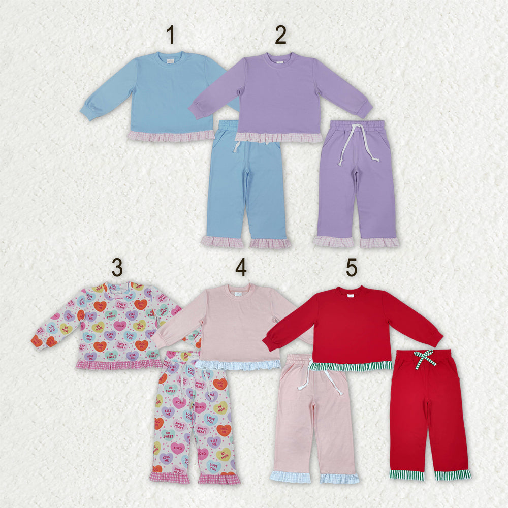 Sibling Baby Girls Long Sleeve Shirts Top Pockets Ruffle Pants Clothes Sets