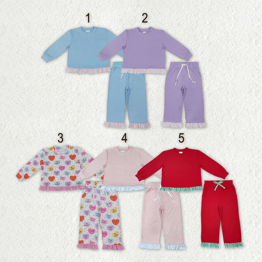 Sibling Baby Girls Long Sleeve Shirts Top Pockets Ruffle Pants Clothes Sets