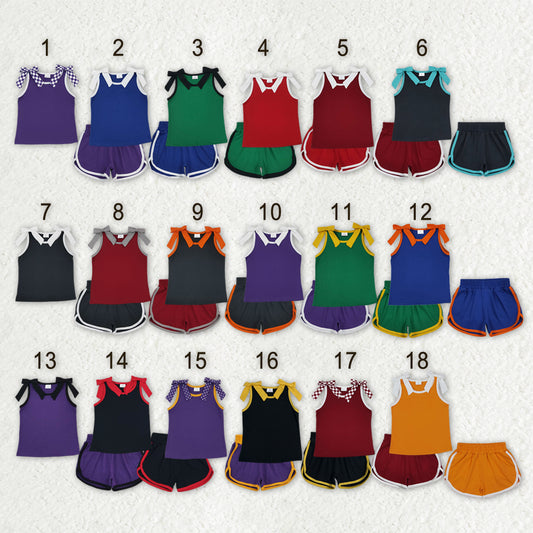 Sibling Baby Girls Cotton Bows Sleeveless Top Short Clothes Sets