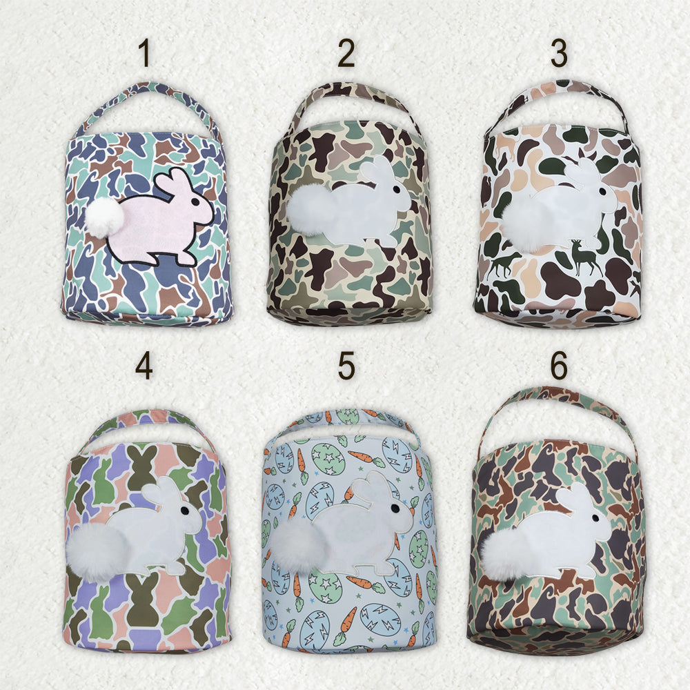 Sibling Baby Kids Embroidery Rabbits Camo Basket Bucket Bags