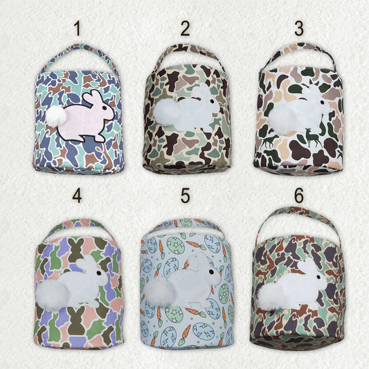 Sibling Baby Kids Embroidery Rabbits Camo Basket Bucket Bags