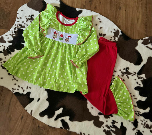 Baby Girls Christmas Frogs Ruffle Pants Clothes Sets