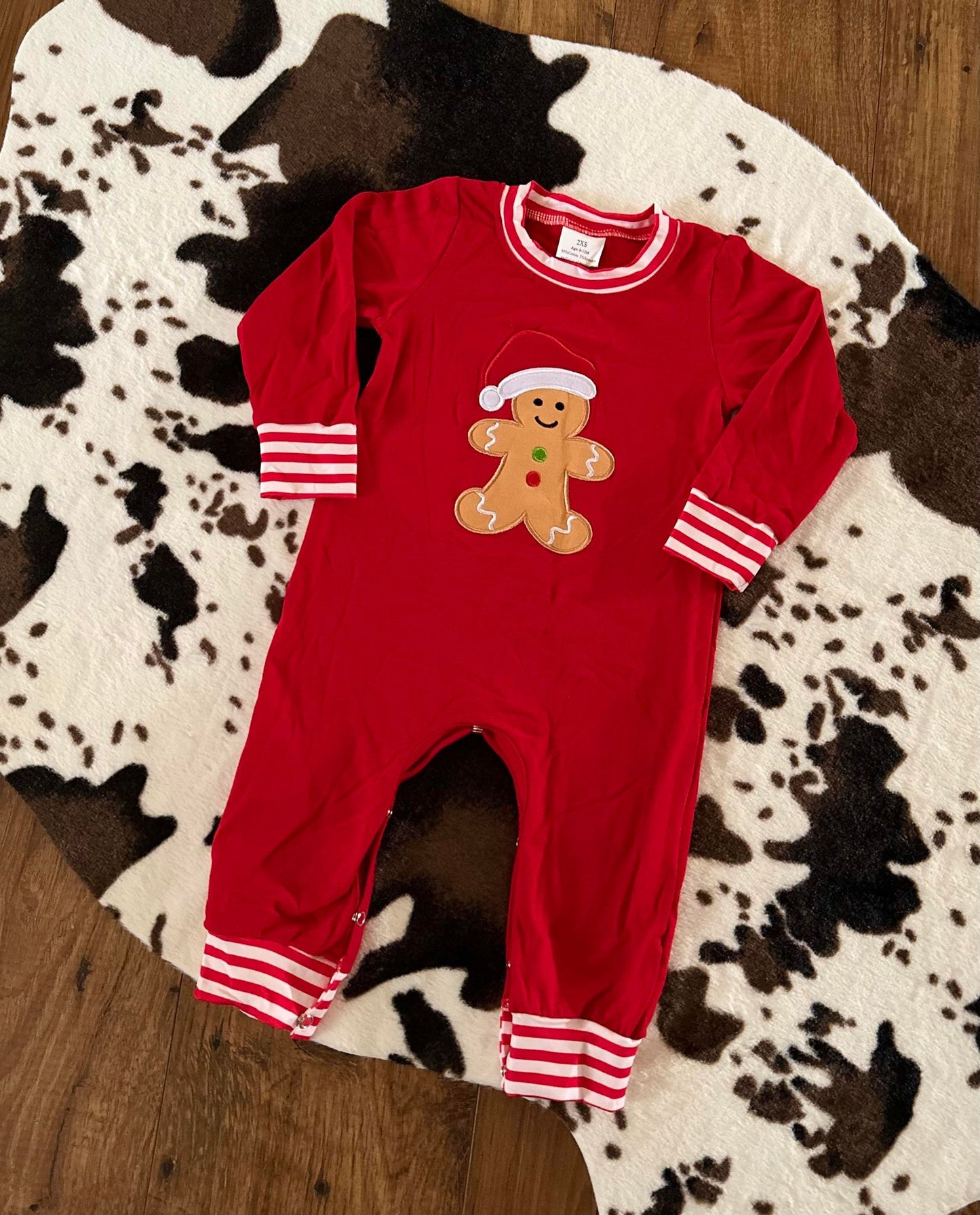 Baby boys Christmas gingerbread red rompers