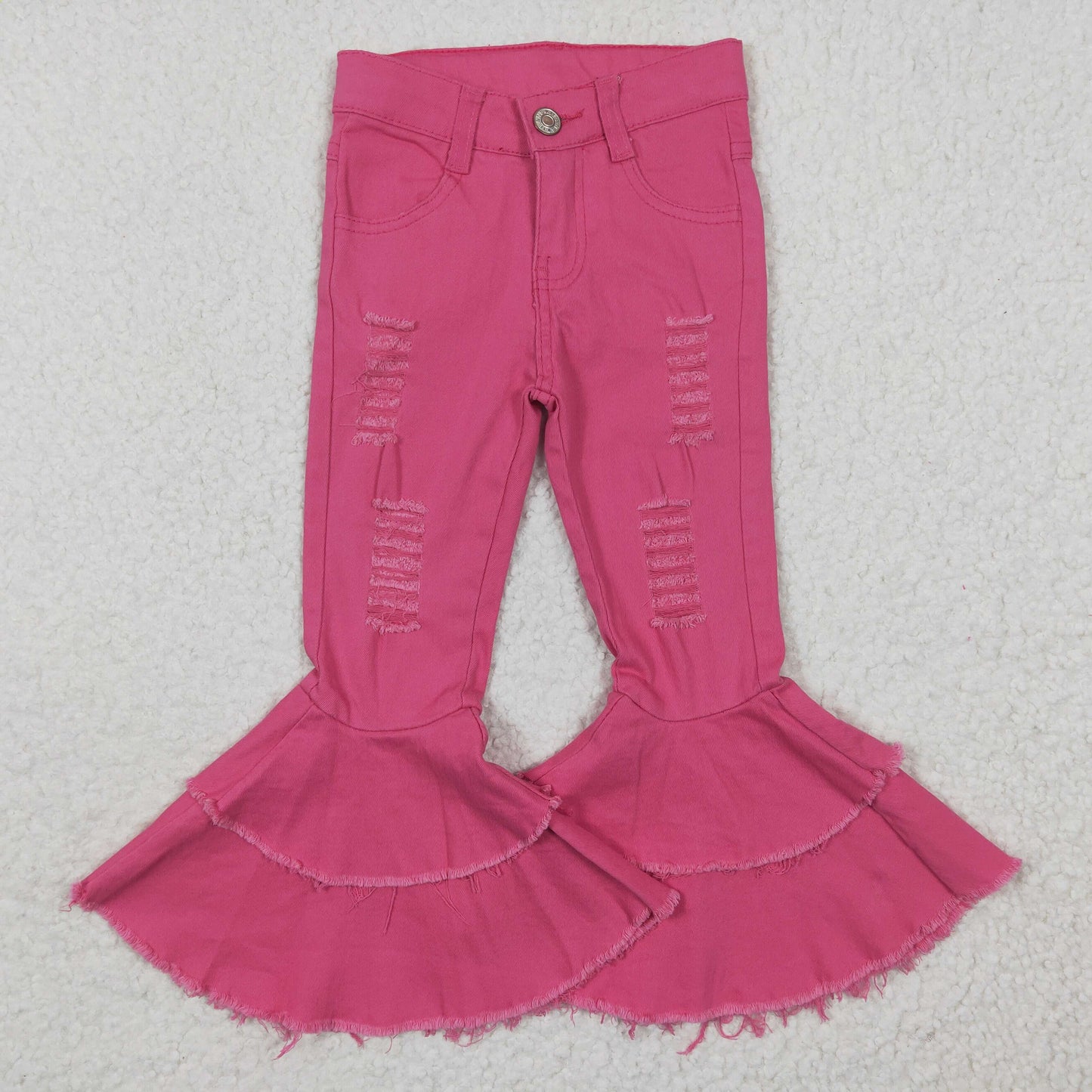 Baby Girls Pink Colors Valentines Denim Bell Pants Jeans