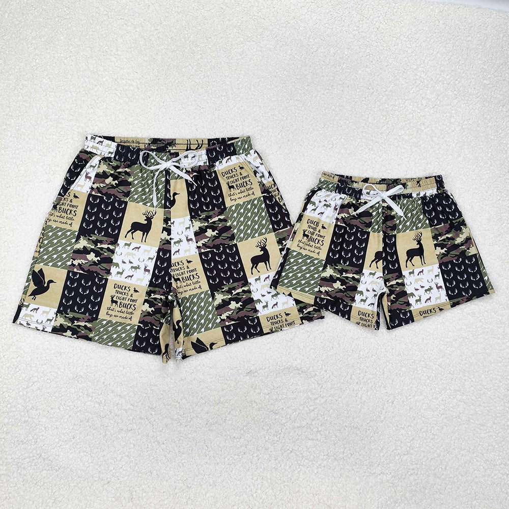 Daddy and Me Baby Boys Green Deers Camouflage Trunks Bottoms Swimsuits