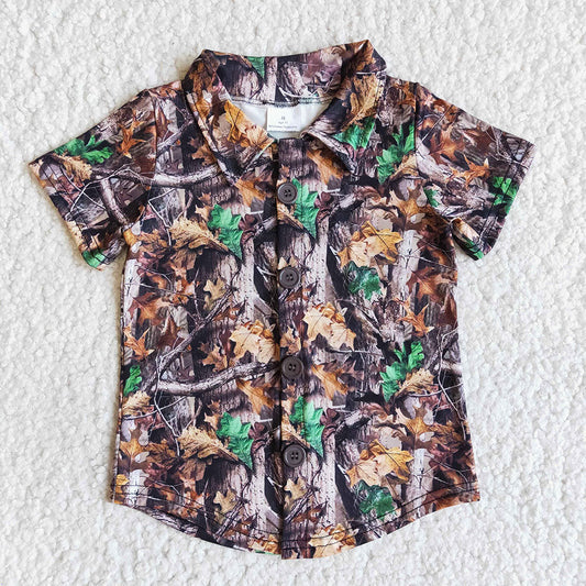 Sibling Baby Boys Camo Ducks Button Up Summer Shirts