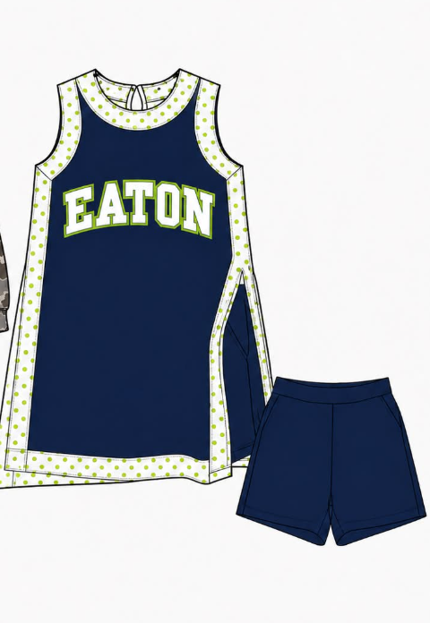 Preorder (moq 5) Baby Girls Sleeveless Eaton Split Tunic Pockets Short Team Clothes Sets