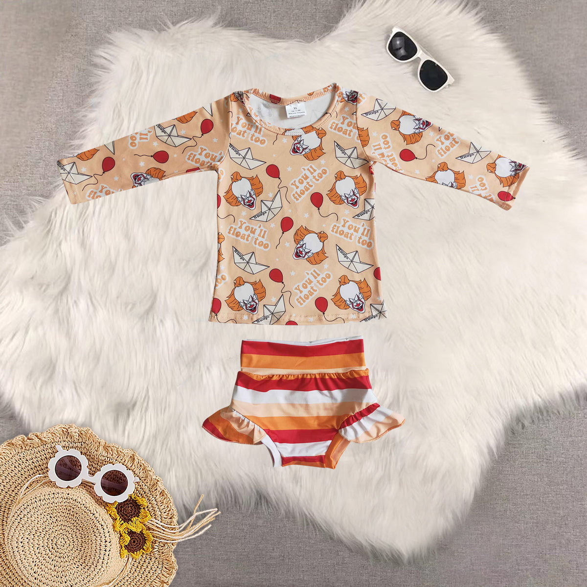 Sibling Baby Girls Halloween Long Sleeves Ghost Gifts Cactus Top Ruffle Bummie Sets