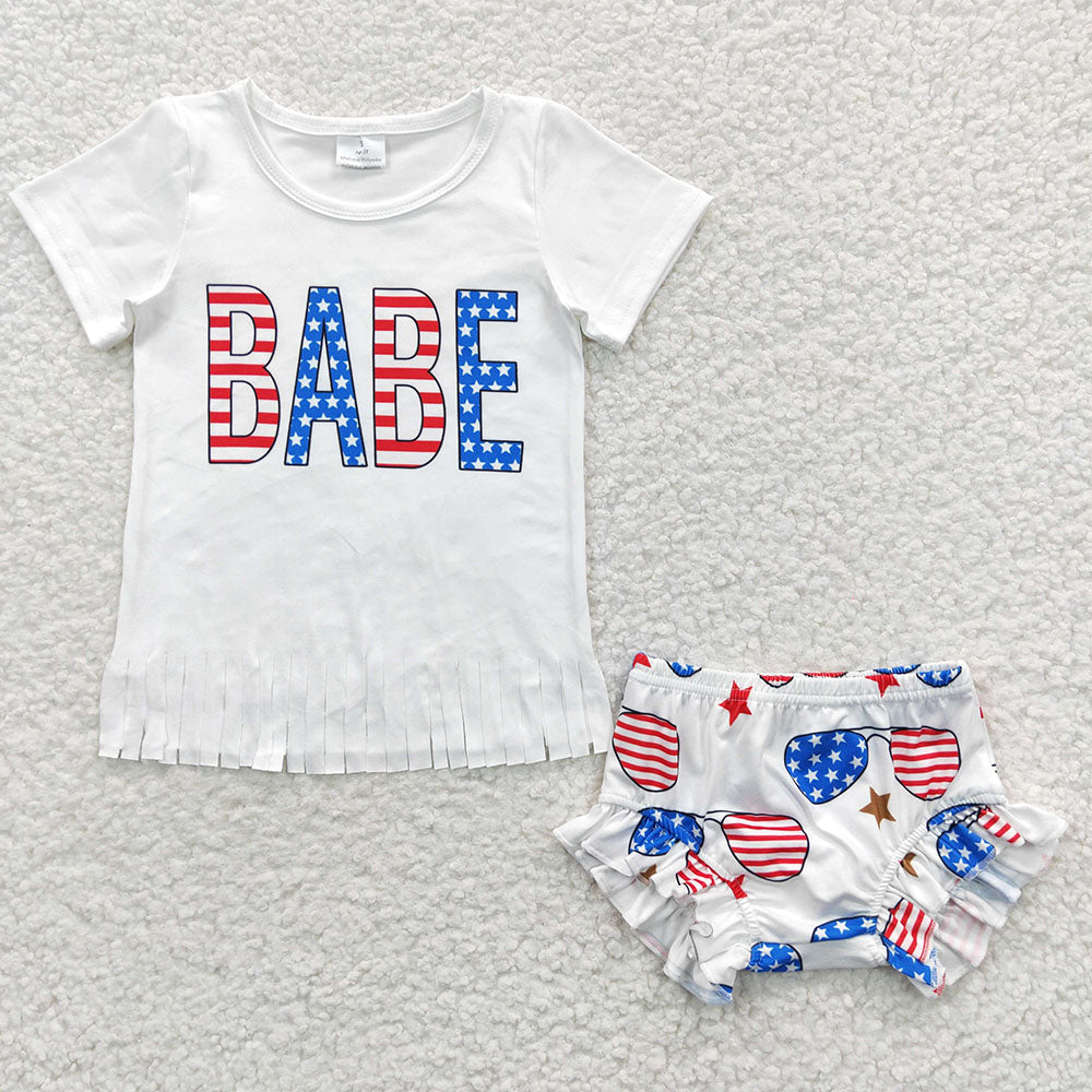 Sibling Baby Girls 4th Of July Shirt Bummie Sets