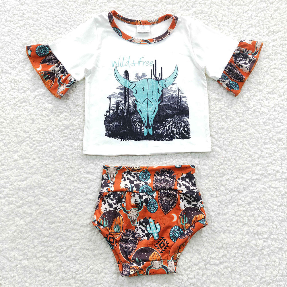 Sibling Baby Girls Western Top Bummies Outfits Sets