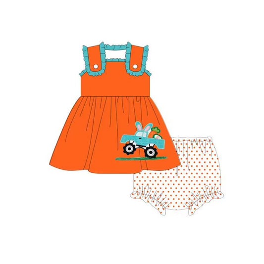 Baby Girls Infant Easter Orange Truck Tunic Bummies Clothes Sets Preorder