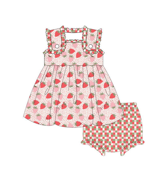 Baby Girls Strawberry Tunic Top Bummies Clothes Sets Preorder