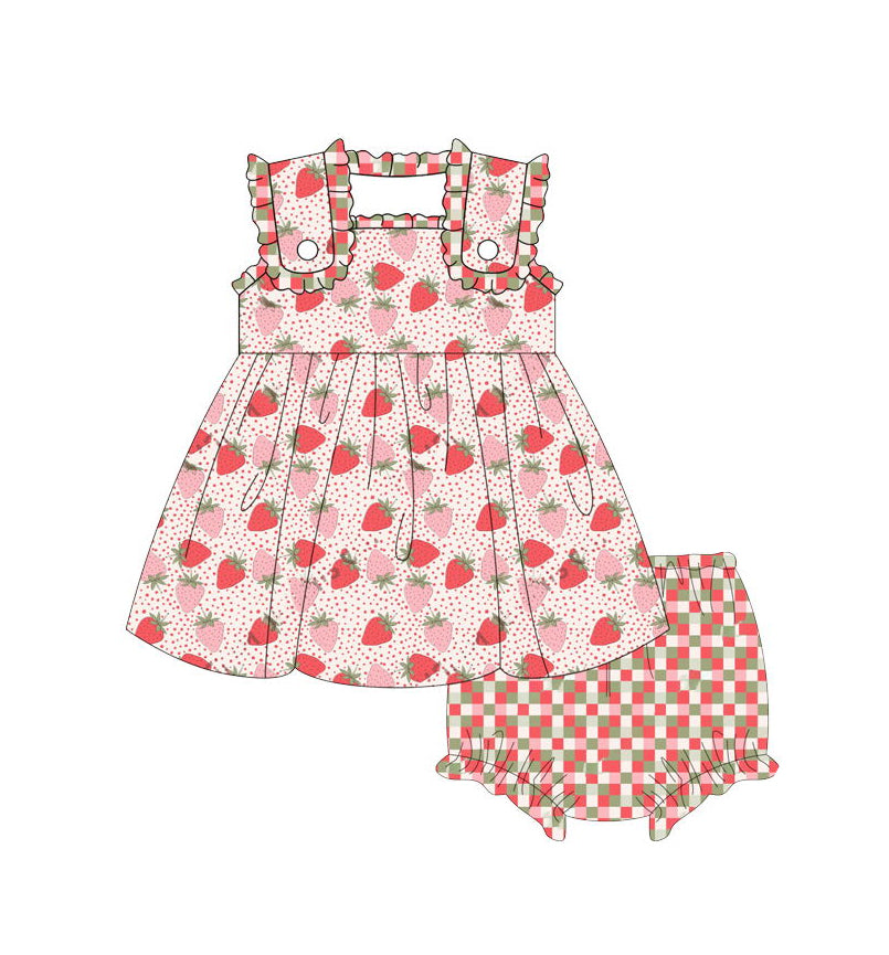 Baby Girls Strawberry Tunic Top Bummies Clothes Sets Preorder