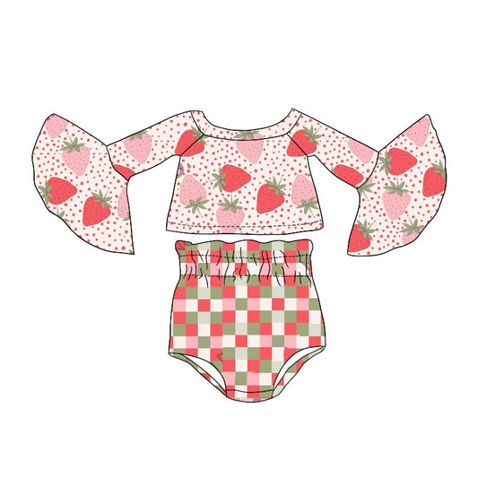 Baby Girls Strawberry Long Sleeve Top Bummies Clothes Sets Preorder