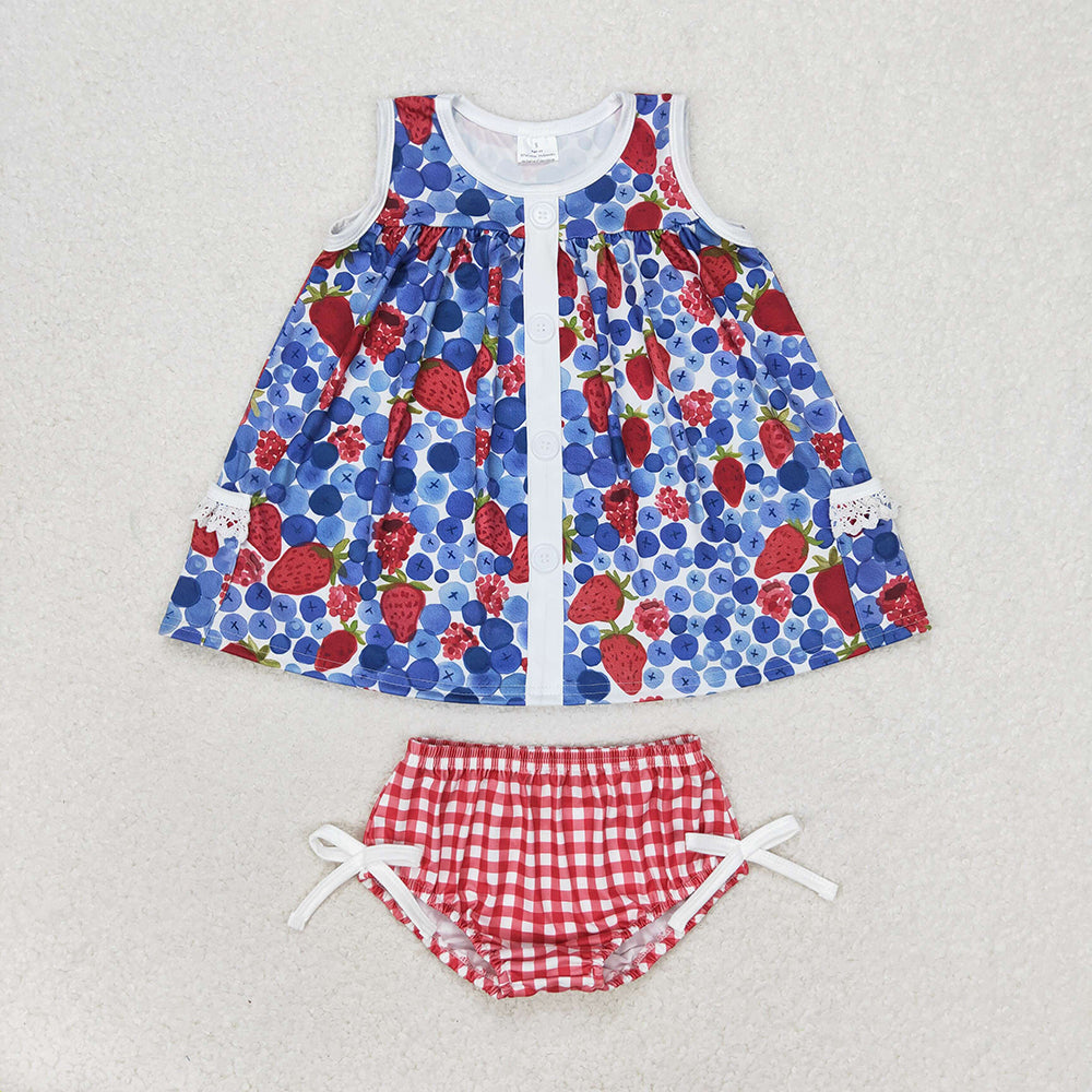 Sibling Baby Girls 4th Of July Shirt Bummie Sets