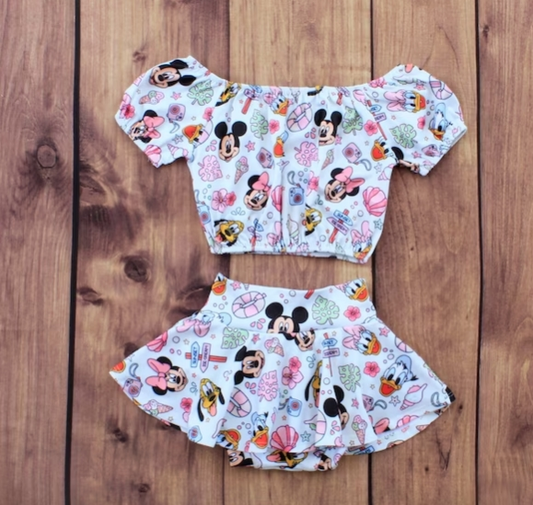 Baby Girls Mouse Top Swimming Bummies Clothes Sets Preorder