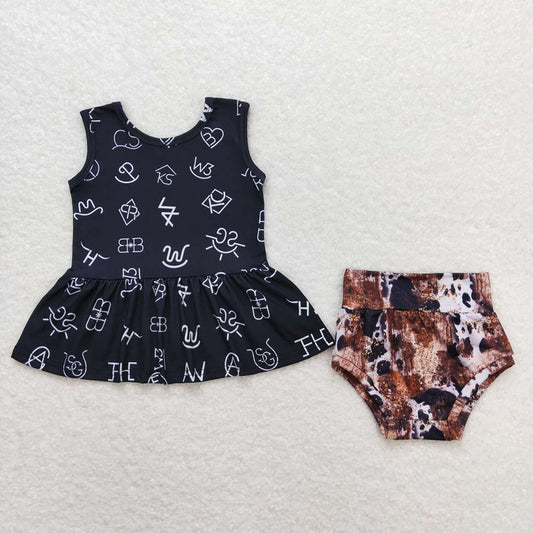 Sibling Baby Girls Western Top Bummies Outfits Sets