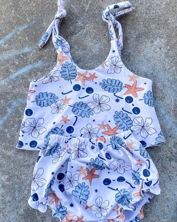 Baby Girls Leaves Stars Straps Top Summer Bummies Clothes Sets Preorder
