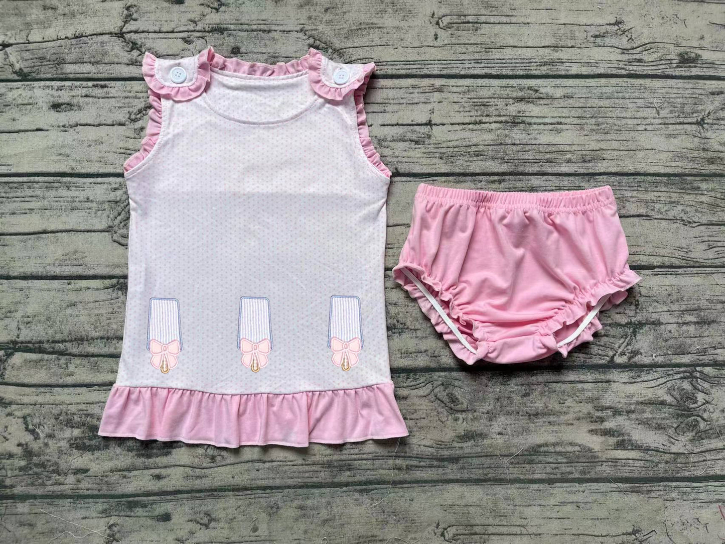 Baby Girls Popstick Pink Ruffle Top Bummie Sets preorder