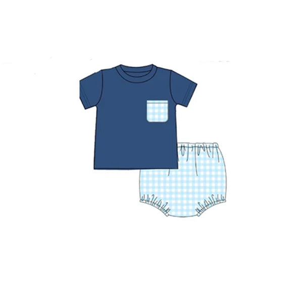 Baby Boys Navy Pocket Top Bummies Clothes Sets Preorder