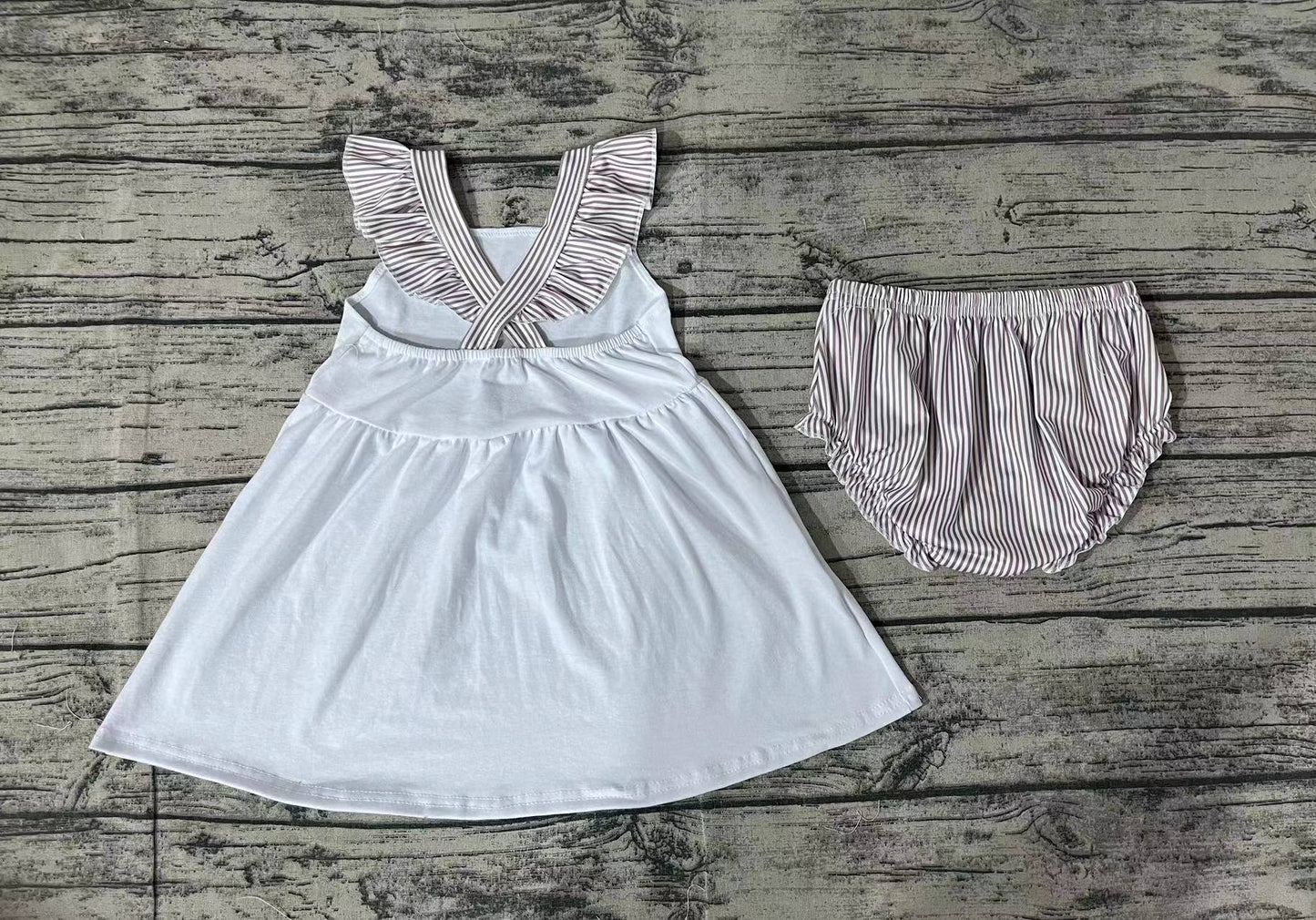 Baby Girls Sea Horse White Top Bummie Sets