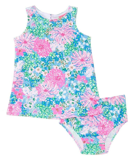 Baby Girls Pink Blue Flowers Top Bummies Clothes Sets Preorder