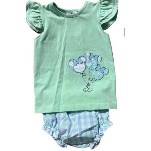 Baby Girls Balloons Shirt Top Checkered Bummies Clothes Sets Preorder